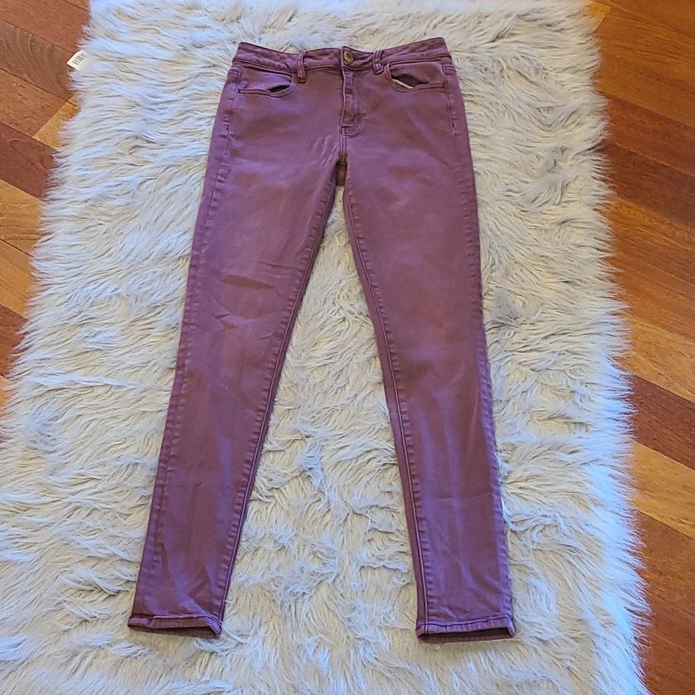 American‎ eagle hi rise jegging womens light burgendy jeans size 2